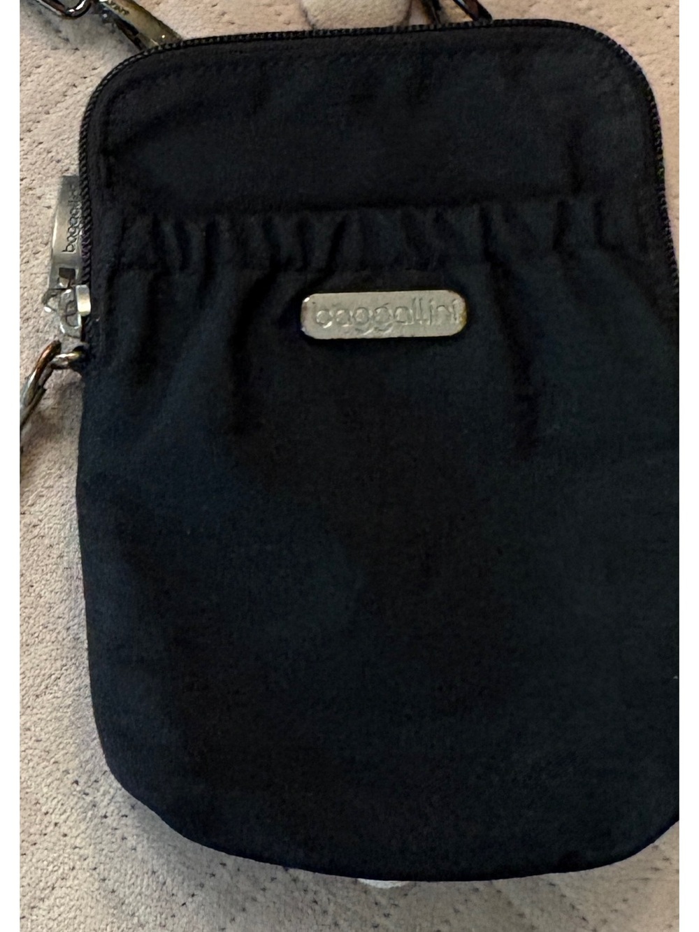 Baggallini Black Nylon Mini Crossbody RFID bag with hand strap & crossbody strap
